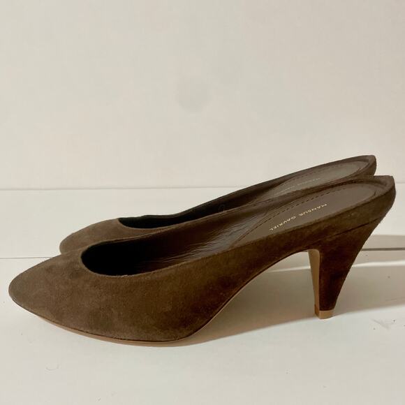 Mansur Gavriel Suede Slides Mules Heel Slipper Slip On Shoes Pumps Brown sz 37 - Picture 2 of 9